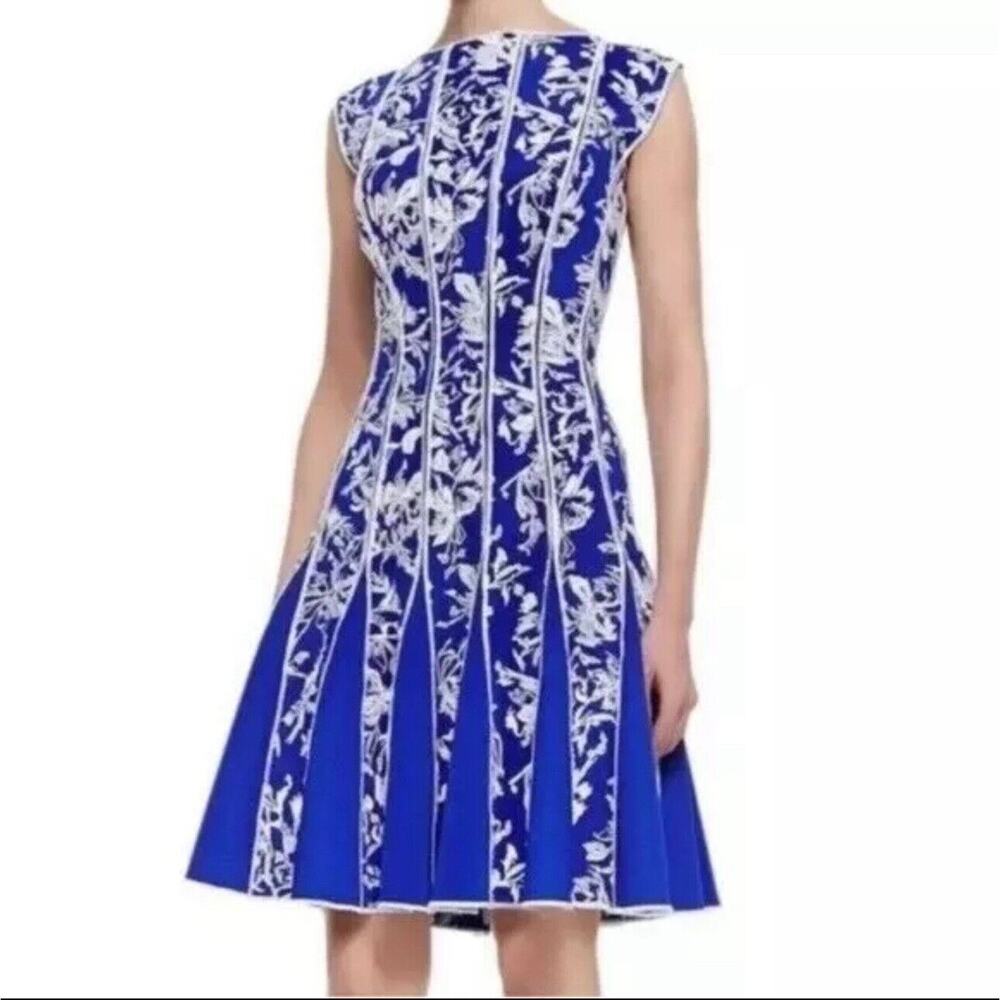 Tadashi Shoji Floral Embroidered Neoprene Mini Fit & Flare Dress Size S
